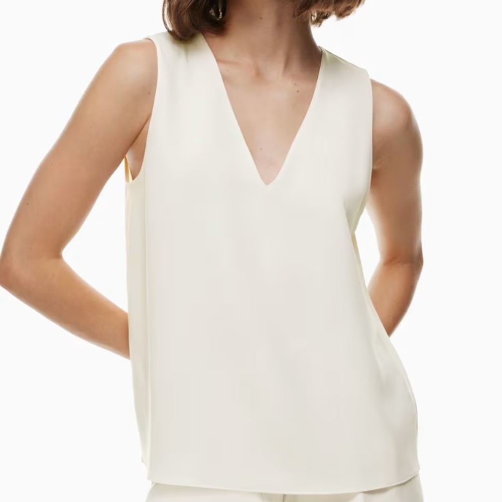 Aritzia Women's White V-Neck Top